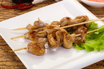 Chicken skin skewer