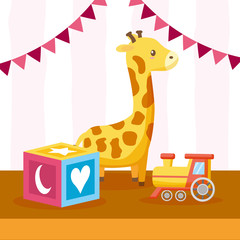 toys giraffe train cube baby shower card