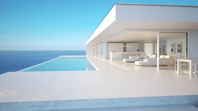3D-Illustration. modern luxury summer villa with infinity pool