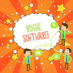 Writing note showing Rogue Software. Business concept for type of malware that poses as antimalware software