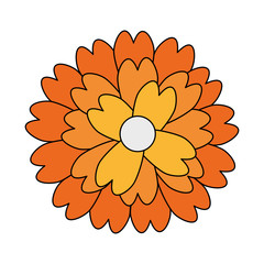 Flower with petal round symbol isolated