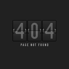 404 Page not Found Design Template. Mechanical Airport Display. 404 Error Page Concept. Vector Illustration