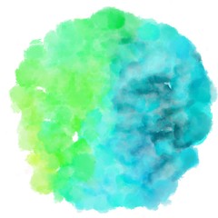 circular watercolour painting. medium aqua marine, medium turquoise and tea green colors