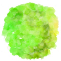 circular painting with yellow green, beige and khaki watercolor graphic background illustration