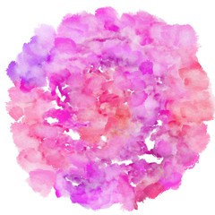 circular watercolour painting. pastel magenta, neon fuchsia and misty rose colors