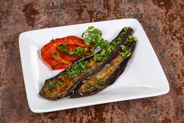Grilled eggplant with bell pepper