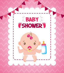little girl with bottle milk baby shower card