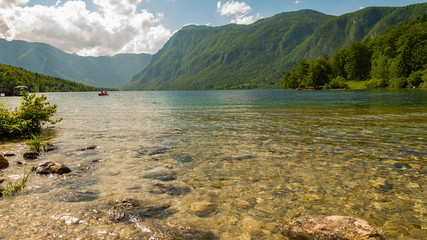 magnificent landscape of mountains in Slovenia, lake Bohinj