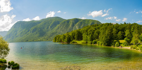 magnificent landscape of mountains in Slovenia, lake Bohinj