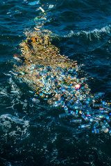 Plastic water bottles pollute ocean