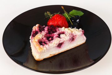 Cheesecake with cherry served strawberry