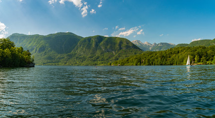 magnificent landscape of mountains in Slovenia, lake Bohinj