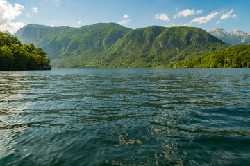 magnificent landscape of mountains in Slovenia, lake Bohinj