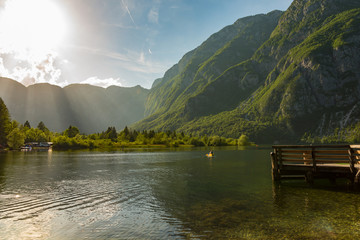 magnificent landscape of mountains in Slovenia, lake Bohinj