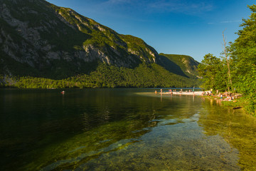 Fototapeta premium magnificent landscape of mountains in Slovenia, lake Bohinj