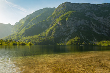 magnificent landscape of mountains in Slovenia, lake Bohinj