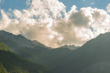 magnificent landscape of mountains in Slovenia, lake Bohinj