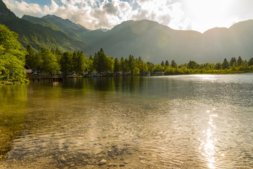 magnificent landscape of mountains in Slovenia, lake Bohinj