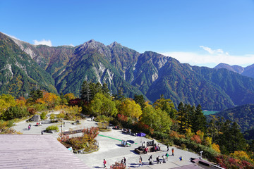 Panorama View of Tateyama Mountains and Forest from The Tourist Observation Platform