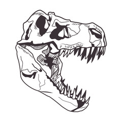 dinosaur head skeleton drawn tattoo icon