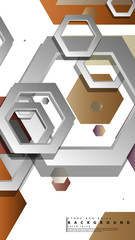 Abstract geometric backgrounds with hexagon stone and brick color compositions. Vector illustration