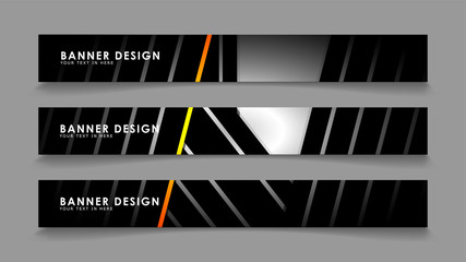 Abstract banner design with color gradient line style vectors