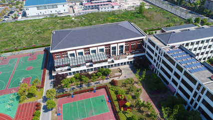 Aerial view of modern Chinese School, in Shanghai . China