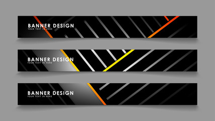 Abstract banner design with color gradient line style vectors