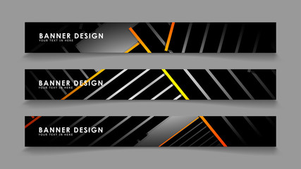 Abstract banner design with color gradient line style vectors