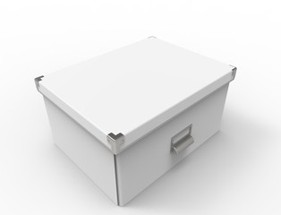 3d rendering of a storage box isolated in white background
