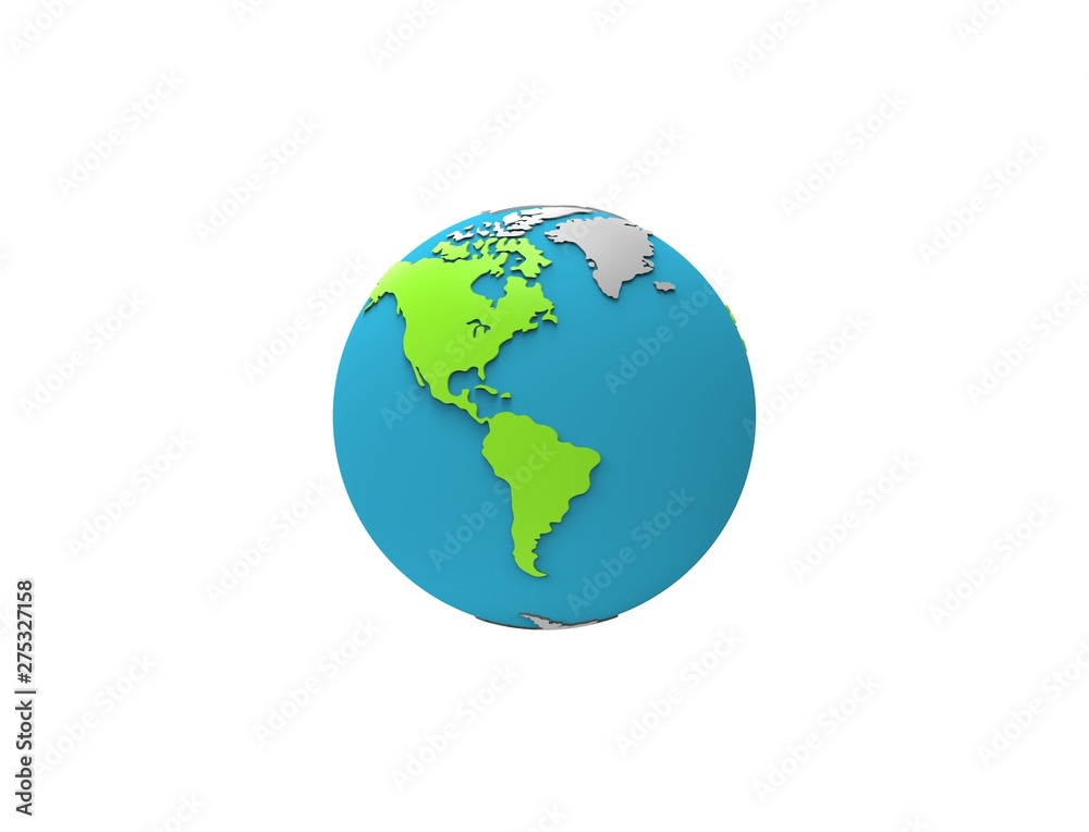 Wall mural 3d rendering of planet earth isolated and floating on white background