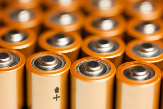 Close up of positive ends of batteries