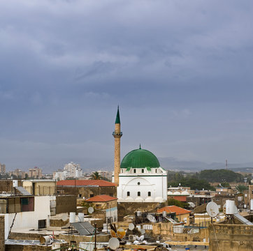 Skyline of Acre and the Jezzar Pasha Mosque