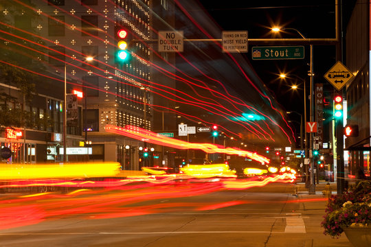 Downtown Street at Night