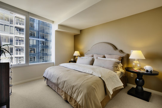 Bedroom of highrise apartment