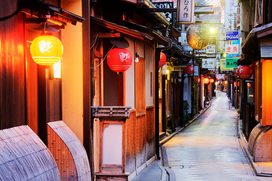 Japanese Businesses on a Pedestrian Street