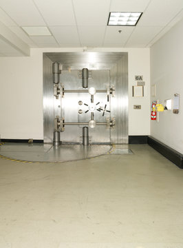 Closed Bank Vault Door the US Federal Reserve Bank of Chicago strong room.