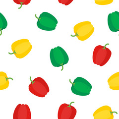 Seamless green red yellow pepper