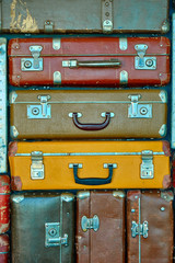 Suitcases for travel. Multicolored suitcases for clothes