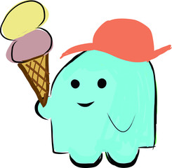 drawing of happy boy eating his ice cream