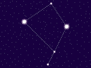 Corvus constellation. Starry night sky. Vector illustration