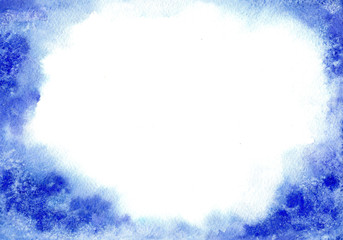 Hand drawn watercolor blue white blurred background for text.Graphic element for decoration design, card, invitation, wedding