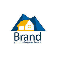 Mountain house stock logo vector. Abstract house logo.  Vector Illustration on white background