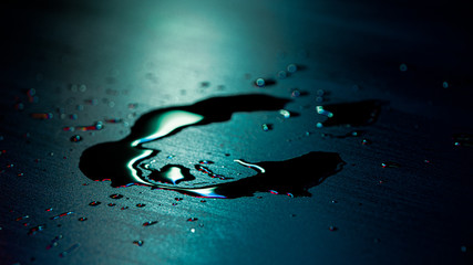 Water Droplets With Teal Neon Lights