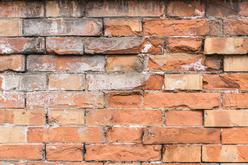 Empty old brick wall detail.