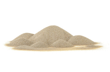 Fototapeta na wymiar Desert sand pile isolated on a white background. Sand dunes.