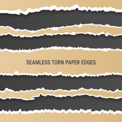 Seamless torn paper edges, vector in flat style