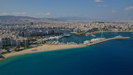 Fototapeta na wymiar Aerial view of famous busy port of Piraeus one of the largest in Europe, Attica, Greece