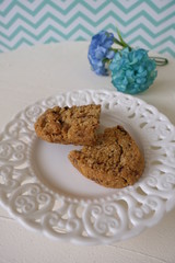 Cookies in a White Vintage Plate on White Background