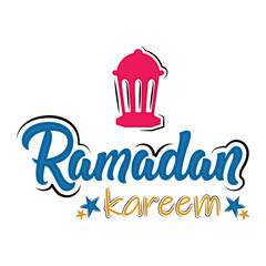 Isolated text with an islamic style lamp. Ramadan kareem - Vector